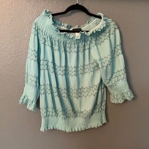 Teal lace blouse